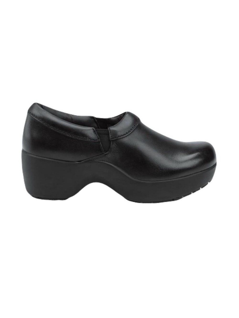 NEW SR Max Geneva Womens Size 9 / 41 Black Leather Slip Resistant Clog Soft Toe